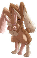 1boy 1girls blush bottomless brown_fur closed_eyes color female female_lopunny female_pokemon femboy femboy_on_female femboydom femsub fur furry furry_ears furry_only furry_tail long_ears lopunny male male/female male_lopunny male_pokemon male_pokemon/female_pokemon maledom nintendo nude open_eyes pokemon pokemon_(species) pussy red_eyes sex straight tail topless vaginal_penetration vulva white_background