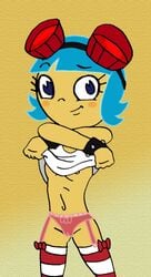 blue_eyes blue_hair bracelet el_tigre female frida_suarez goggles goggles_on_head latina nickelodeon panties shirt_lift small_breasts spiked_bracelet tagme toongrowner