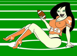 american_football_uniform disney disney_channel female female_only football_(american) football_field human kim_possible large_breasts nipples panties shego solo straight_hair tagme