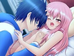 blue_hair blush clothing flat_chest louise_francoise_le_blanc_de_la_valliere panties saito_hiraga tagme zero_no_tsukaima