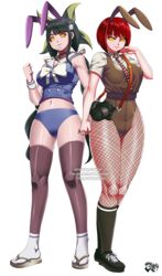 2021 2girls alternate_costume bob_cut bunny_ears chabashira_tenko clothed clothing danganronpa danganronpa_2:_goodbye_despair danganronpa_v3 danganronpa_v3:_killing_harmony dark_hair diadem drawing duo duo_focus fake_animal_ears fake_rabbit_ears female female_focus female_only fishnet_legwear hair_ornament hair_ribbon holding_hands hypnosis hypnotized jadenkaiba jumper koizumi_mahiru legwear light-skinned_female light_skin mind_control presenting red_hair school_uniform sleeveless_shirt straight_hair white_shirt