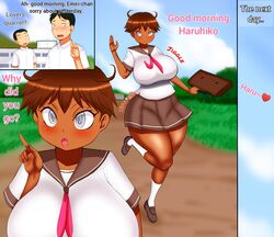 akatsuki_giken big_ass big_breasts comic curvy dark_skin school_uniform schoolgirl tan_skin thick_thighs tomboy translated wide_hips