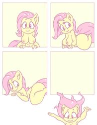 anthro anthrofied big_breasts breasts comic equid equine female fluttershy_(mlp) friendship_is_magic hair mammal my_little_pony nipples nude pink_hair snus-kun solo straight_hair yellow_body