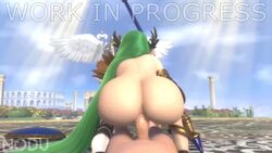 3d animated armor ass ass_waves blue_sky buildings bushes butthole clouds deforming_mesh edit flowers gameplay_mechanics gold green_hair kid_icarus large_ass nintendo nodusfm palutena penis princess_zelda pussy_grip reverse_cowgirl_position sex shield staff super_smash_bros. the_legend_of_zelda vagina vaginal_penetration video wings zelda_(a_link_between_worlds)