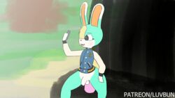 animal_crossing animated anthro clothing genitals hi_res jacket lagomorph leporid lil'bun male male_focus male_only male_penetrated male_solo mammal nintendo penis phone rabbit sasha_(animal_crossing) sex_toy solo solo_male topwear video_games