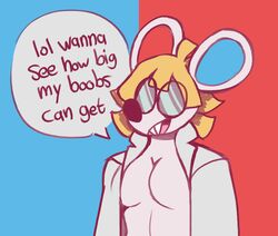 animal_crossing breasts chilledgoats female fur glasses labcoat mouse nintendo petri_(animal_crossing) speech_bubble video_games