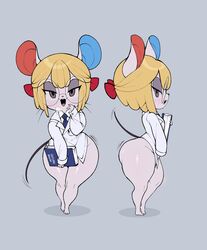 animal_crossing bottomless female fur glasses labcoat motion_lines mouse nintendo niucniuc petri_(animal_crossing) thick_thighs video_games wide_hips