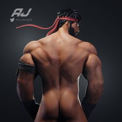 1boy 3d aj_racer95 ass back back_view big_ass big_butt bubble_butt crossover fortnite fortnite:_battle_royale gay human male male_only muscular muscular_male ryu_(street_fighter) street_fighter tagme