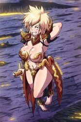 1girls armor big_breasts breasts cleavage cosplay curvy curvy_figure feet female huge_breasts legs linkerlewds milf mitsuki_bakugou morathi my_hero_academia smile smiling_at_viewer solo sword thick_thighs warhammer_(franchise) warhammer_fantasy wide_hips yellow_hair