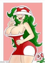 1girls 2d anthrofied dodo-bot green_hair long_hair mario_(series) piranha_plant piranha_plant_girl solo tagme