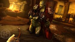 2021 3d 3d_(artwork) bodypaint breasts brother_fuzzman doggy_style_position female green_skin male male/female nipples orc orc_(warcraft) orc_female orc_male partially_clothed sex warcraft world_of_warcraft