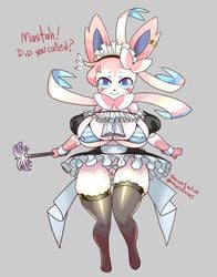 anthro big_breasts eeveelution female furry maid_uniform pokémon_(species) pokemon pokemon_(species) sylveon tagme the_lost_artist