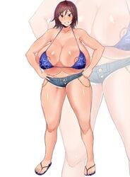 1girls big_breasts bikini bikini_top blush breasts busty curvy female female_only huge_breasts kazama_asuka large_areolae large_breasts massive_breasts mucc nipples short_hair smile smiley_face solo standing tekken thick_thighs thighs