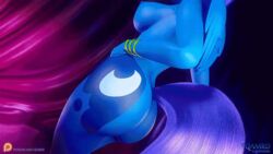 1girls 3d animated anthro ass blue_fur eqamrd female friendship_is_magic furry gif hasbro my_little_pony nude princess_luna_(mlp) tagme