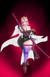 ass big_breasts big_butt capcom dragon dress female female_only greedmasterh kimono large_ass large_breasts looking_at_viewer monster_hunter shara_ishvalda solo_female sword thick_thighs thighs