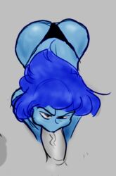 1boy 1boy1girl 1girls 2d angry blue_hair blue_skin cock color color_edit colored dick edit edited fellatio lapis_lazuli_(steven_universe) nsfw old_art oral oral_sex penis steven_universe thehoeartist unseen_male_face upset