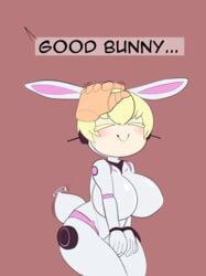 affection blonde_hair buffy-sugo bunny bunny_ears bunny_girl bunny_tail commission dizzytizzy head_pat huge_breasts petting robot robot_girl robotic_arm rocket_league