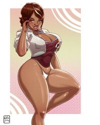 1girls bare_legs big_breasts breasts busty female female_only gabocaricaturas hair hips hourglass_figure huge_breasts human humanoid large_breasts legs lips no_pants original original_character panties thick thick_legs thick_thighs thighs upper_body voluptuous white_panties wide_hips