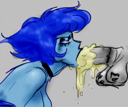 1boy 1boy1girl 1girls 2d blowjob blue_hair blue_skin choker cock color color_edit colored cum cumming dick edit edited fellatio lapis_lazuli_(steven_universe) lipstick lipstick_mark lipstick_on_penis nsfw old_art oral oral_sex penis steven_universe thehoeartist unseen_male_face