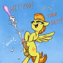 cum cumming dialogue ejaculation friendship_is_magic furry futanari horsecock horsecock_futanari my_little_pony penis spitfire_(mlp) standing t72b