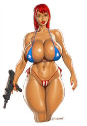 1girls big_breasts bikini breasts candy_suxxx cleavage female female_only grand_theft_auto grand_theft_auto:_vice_city gun large_breasts mikiron solo thick_thighs wide_hips