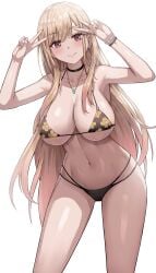 1girls absurd_res armpits big_breasts bikini blonde_hair blush breasts choker female gyaru high_resolution jasony kitagawa_marin long_fingernails looking_at_viewer necklace peace_sign ring smile solo sono_bisque_doll_wa_koi_wo_suru standing thick_thighs thighs