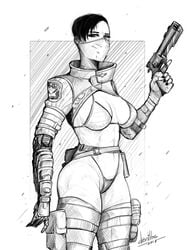 1girls 2018 alternate_version_available artist_name big_butt black_hair bra breasts call_of_duty call_of_duty_black_ops_3 call_of_duty_black_ops_4 cleavage clothing cybernetics cyborg devil_hs drawing facewear female female_focus female_only firearm front_view gun handgun handwear hips holding_weapon large_breasts legwear looking_at_viewer masked masked_female monochrome mostly_clothed nail_polish pale_skin panties partially_nude pistol questionable_consent revolver robot_arm seraph_(cod) short_hair simple_background solo solo_female solo_focus standing swimwear thick_thighs thighs topwear underwear voluptuous weapon white_background wide_hips