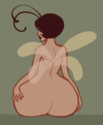 1girls antennae_(anatomy) ass big_butt bottom_heavy butt chazzerpan curvaceous curvy_figure dark_body dark_hair dark_lips dark_skin eyelashes female female_only firefly homestuck humanoid insect_wings looking_at_viewer not_furry nude pinup pose rear_view serenity_(homestuck) solo voluptuous wide_hips wings