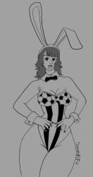 1girls anri_teieri big_breasts black_and_white blue_lock breasts bunny_ears bunny_girl bunnysuit female playboy_bunny soccer soccer_uniform solo