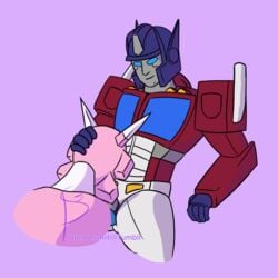 animated autobot cybertronian elita_1 elita_one fellatio grob_(artist) grosnessart hand_on_head mask_removed optimus_prime transformers transformers_g1 unmasked