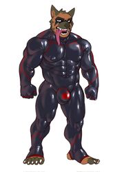 abs anthro bara biceps bulge canine furry furry_only kiwi_hugh latex lock_bulge lock_symbol male male_only muscular pecs shai'lud symbiote tongue tongue_out