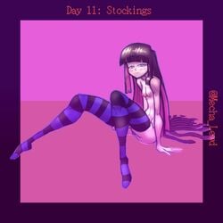 mecha_lewd naked panty_&_stocking_with_garterbelt pink_hair purple_hair small_breasts stocking_anarchy stockings