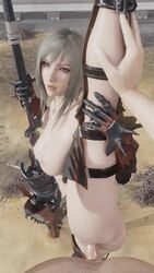 1boy 1girls 3d 9:16 animated aranea_highwind final_fantasy final_fantasy_xv green_eyes grey_hair lazyprocrastinator light-skinned_male light_skin looking_at_viewer male_pov medium_breasts no_sound pale-skinned_female pale_skin penis pov sex shorter_than_30_seconds splits standing standing_on_one_leg standing_split tagme vaginal vertical_video video