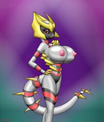 anthro anthrofied big_breasts breasts chameloshi female giratina hand_on_hip hi_res legendary_pokemon nintendo nipples no_humans pinup pokemon pokemon_(species) pokemon_only pokemorph pose solo standing video_games