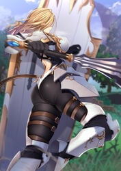 armor ass big_ass big_breasts big_butt blonde_hair breasts dark_blonde dark_blonde_hair dirty_blonde dirty_blonde_hair facing_away female_knight huge_ass image kippuru kisara_(tales) knight knight_girl long_hair my_knight_in_shining_armor sandy_blonde sandy_blonde_hair shield sideboob spear tales_of_(series) tales_of_arise