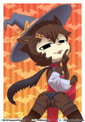 ass_cleavage butt_crack cartoon_network costume furry halloween halloween_costume hbo_max hedgehog hedgehog_(summer_camp_island) looking_at_viewer looking_back panties presenting_pussy pussy sigmabunn sticking_out_tongue summer_camp_island tongue witch_hat