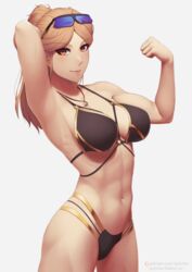 armpits big_breasts bikini blonde_hair breasts dark_blonde dark_blonde_hair dirty_blonde dirty_blonde_hair huge_breasts image kisara_(tales) long_hair muscular_female putcher sandy_blonde sandy_blonde_hair tales_of_(series) tales_of_arise wide_hips