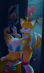 alley amy_rose ass_grab big_breasts chaos_emerald condom doggy_style female footwear furry gloves handwear jonakazuo male rouge_the_bat sega sonic_(series) straight tails