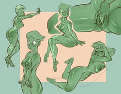 2021 alien belly boreoboros breast_squeeze breasts character_sheet d'vana_tendi dimples_of_venus female fingering freckles green_eyes green_hair green_skin humanoid masturbation nude orion_(species) shoulder_blades sketch star_trek star_trek_lower_decks stretching thighs undercut wide_hips