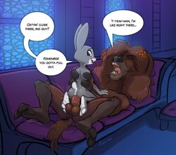 2_toes 3_toes absurd_res anthro anus ass balls dialogue disney duo english_text feet feet_on_balls female female_penetrated fingers genitals girl_on_top hi_res hooved_fingers hooved_toes hooves interspecies judy_hopps lagomorph larger_male leporid male male/female male_penetrating male_penetrating_female mammal penetration penis penis_in_pussy pussy rabbit sex siroc size_difference smaller_female text toes vaginal_penetration yax zootopia