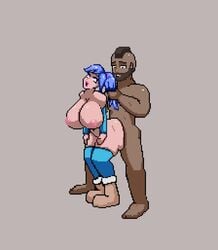 animated big_breasts breast breasts clash_(series) clash_of_clans clash_royale color colored dark-skinned_male dark_skin female from_behind from_behind_position hair_grab hog_rider huge_breasts hyper_breasts large_breasts male mp4 no_sound nude nude_female oc pixel_art qolim rape rough_sex tagme video