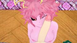 1girls 3d black_sclera breasts closed_mouth female huge_cock imminent_oral koikatsu mina_ashido minoru_mineta mommasspaghetti my_hero_academia naked nipples nude one_eye_closed penis penis_on_cheek pink_body pink_hair pov smiling