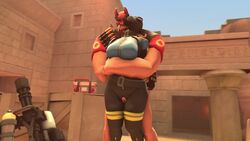 1boy 1boy1girl 1girls 3d anal anal_sex animated arms_behind_back bodysuit bouncing_ass bouncing_breasts desert enemies fempyro from_behind gas_mask heavy_weapons_guy large_ass pinned sound source_filmmaker team_fortress_2 thick_thighs video vyne wet wide_hips