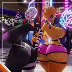 2021 3d 3d_(artwork) 5_fingers animatronic anthro areola ass avian beak big_breasts big_butt bird black_body breast_size_difference breasts chicken classic_fnaf_2_marionette classic_fnaf_2_puppet clothing digital_media_(artwork) duo female fingers five_nights_at_freddy's five_nights_at_freddy's_2 galliform gallus_(genus) hi_res huge_breasts huge_butt legwear looking_at_viewer machine marionette_(fnaf) nipples original_fnaf_2_marionette original_fnaf_2_puppet phasianid puppet_(fnaf) robot ssunr4y sunr4y sunr4y_w0rksh0p toy_chica_(fnaf) video_games yellow_body