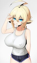 ahoge arc_system_works blazblue blonde_hair eremiyamasuku es_(xblaze) large_breasts nipples_visible_through_clothing tank_top xblaze xblaze_code:_embryo