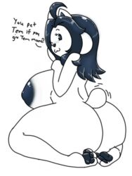 1girls :3 back_view big_breasts breasts female furry furry_only kingfurryjion looking_at_viewer naked nude nude_female on_ground on_knees temmie temmie_(undertale) undertale white_fur