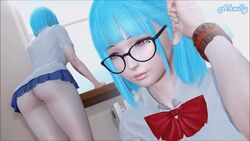 1girls 3d ahwlly ahwlly_(artist) animated ass ass_up bent_over big_ass blue_hair bob_cut female female_only glasses large_ass large_breasts mp4 no_sound pale_skin pink_eyes self_insert skirt smile solo striped_panties tagme thick_ass thick_thighs thighs video