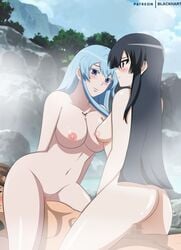 1boy 2girls 3some akame_(akame_ga_kill!) akame_ga_kill! areolae ass bare_shoulders blackhart blue_eyes blue_hair blush blvckartv breasts censored cowgirl_position erect_nipples esdeath_(akame_ga_kill!) female ffm_threesome happy_sex huge_breasts human large_breasts light-skinned_female light-skinned_male light_skin long_hair male mosaic_censoring nude onsen pussy riding sex steam straight tatsumi_(akame_ga_kill!) threesome