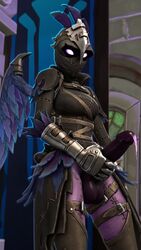 1futa 3d 3d_(artwork) dentol epic_games fortnite fortnite:_battle_royale futa_only futanari glowing_eyes holding_penis mask masked masked_futa precum purple_cum purple_penis purple_precum ravage_(fortnite) solo stitched_clothing wings