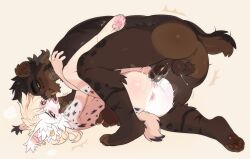 anthro anthro_on_anthro anthro_penetrated anthro_penetrating anthro_penetrating_anthro anus balls brown_body duo felid feline female female_anthro female_penetrated french_kissing from_front_position genitals hi_res kandoka kissing lying lynx male male/female male_anthro male_penetrating male_penetrating_female mammal mating_press nude nude_anthro nude_female nude_male on_back penetration penile penile_penetration penis penis_in_vagina pink_background sabertooth_feline sex simple_background thrust_lines thrusting tongue tongue_out vaginal vaginal_penetration vulva
